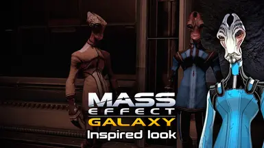 Mass Effect Galaxy Ish versus inspired optional look. Note: Omega's strong red lighting darkens his skintone, which is why he doesn't look as pale as on the render.