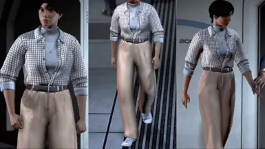 Layeredshirt/Widepants/Converse: Beige checkered