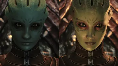 Vanilla left Modded right Scaly Asari Texture Variant