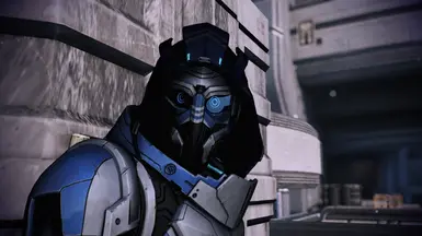 Close up of Male Vakarian Hooded Helm