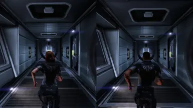 FemShep and MaleShep with their LE1 sprinting animation