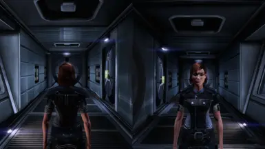 FemShep with MaleShep's idle animation (same as her LE1 idle animation)