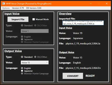 An example: Saber's voice (F19 JA) to F15 EN