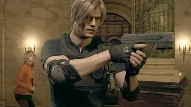 Leon holding a Matilda equipped with muzzle weight and LAM at the same time, which is designed to look good on the screen.