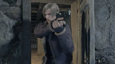 Leon rushes in with his new custom gun, and this time he's not sleeping.