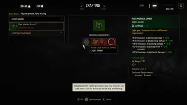 Crafting menu