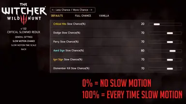 Slow Motion Chance Settings