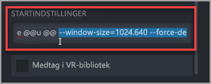 Hvor du kan føje yderligere argumenter til Startindstillinger på Microsoft Edge Beta i Steam.