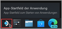 Suchen des Symbols „Anwendungslauncher“ auf der Steam Desktop-Taskleiste.