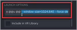 Where to add the additional arguments to the Launch Options on the Microsoft Edge Beta shortcut in Steam.