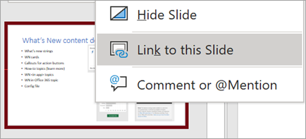 Shows Link to this Slide right-click menu