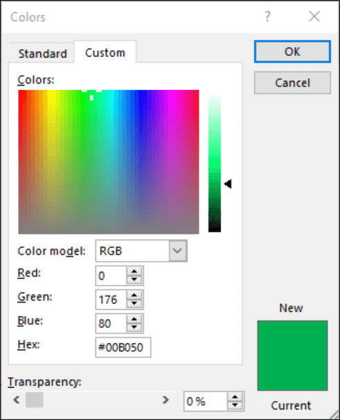 Color picker in Office apps. Under the RGB fields there is a new field to enter Hex color value.