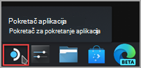 Pronalaženje ikone pokretača aplikacija na programskoj traci steam radne površine.