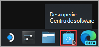 Găsirea pictogramei Discover Software Center pe bara de activități Steam Desktop.