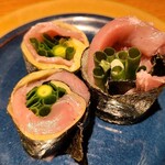 8 Bunme Ryori Ten - ⑧トロタク巻き【ハーフ】(税込1,200円)
                        ご飯の代わりの〆ものとして
                        これも2人前で税込2,400円をお一人様対応
                        m(_ _)m