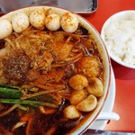 nigawa sutamina raamen aburakarame - 辛スタミナラーメン1000円＋ウズラトッピング100円