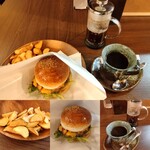 himomin - チーズバーガー ポテト付き・コーヒー