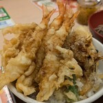 Ten-don Tempura Honpo San Ten Itami Konyo Ten - 海鮮づくし天丼海老鶏増し＋舞茸天ごはん大盛り