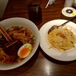 上海華龍 - 【2018.3.6(火)】本日のランチ①(醤油ラーメン＆五目チャーハン)780円