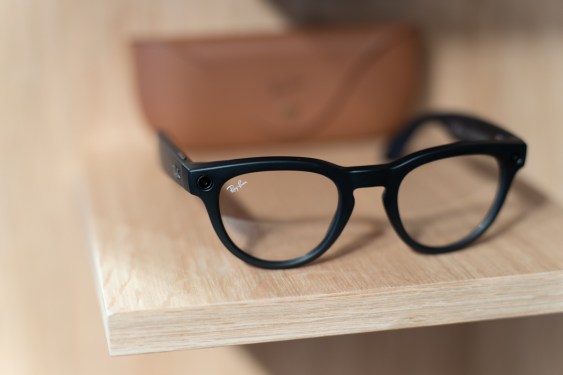 Meta's 2nd-generation Ray-Ban Stories matte black with transparent lenses