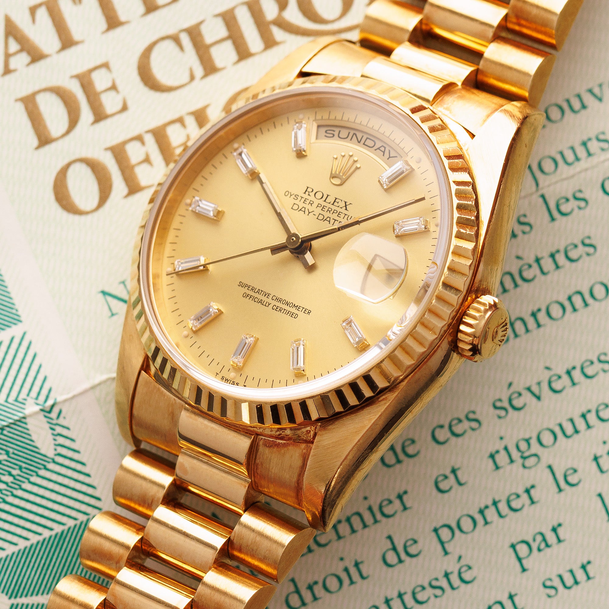 Rolex - Rolex Yellow Gold Day-Date 18238 with Baguette Dial - The Keystone Watches