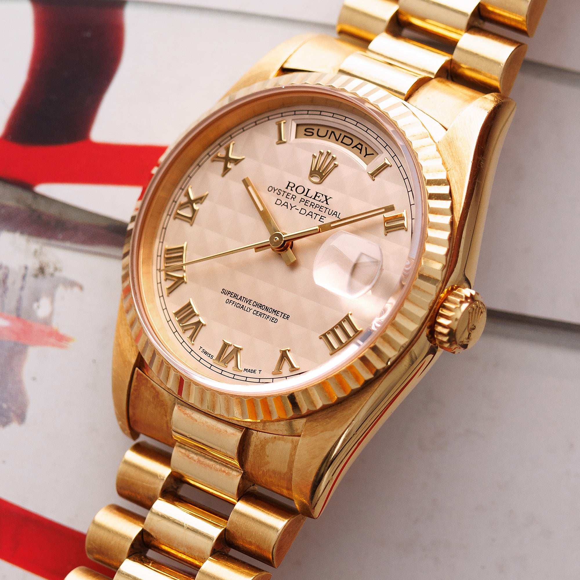 Rolex - Rolex Yellow Gold Day-Date Ref. 18238 with Cream Pyramid Dial - The Keystone Watches