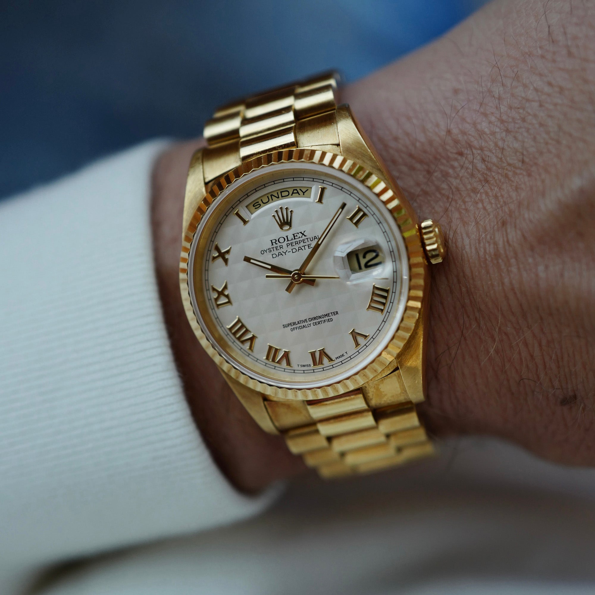 Rolex - Rolex Yellow Gold Day-Date Ref. 18238 with Cream Pyramid Dial - The Keystone Watches