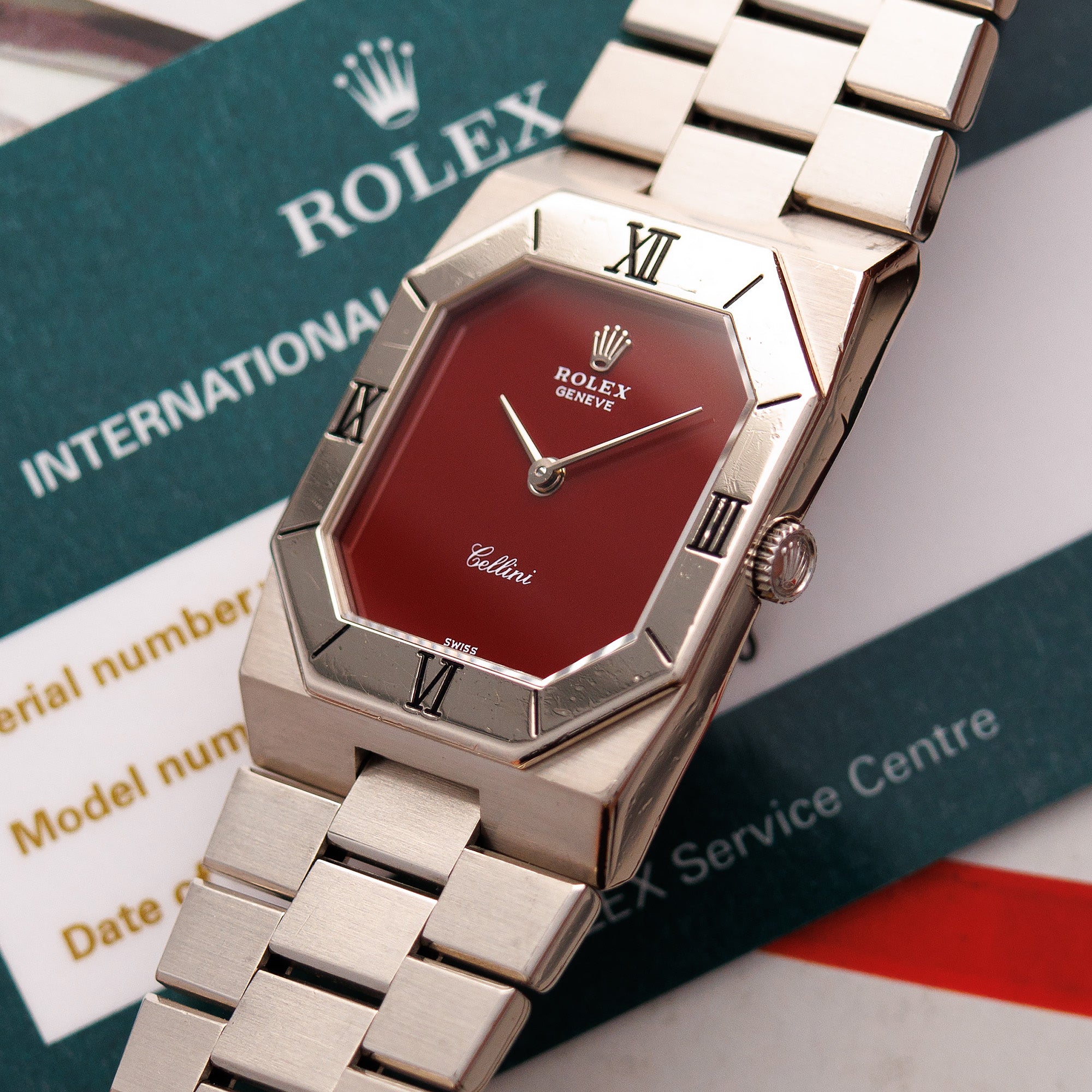 Rolex - Rolex White Gold Cellini Ref. 4350 with Red Dial - The Keystone Watches