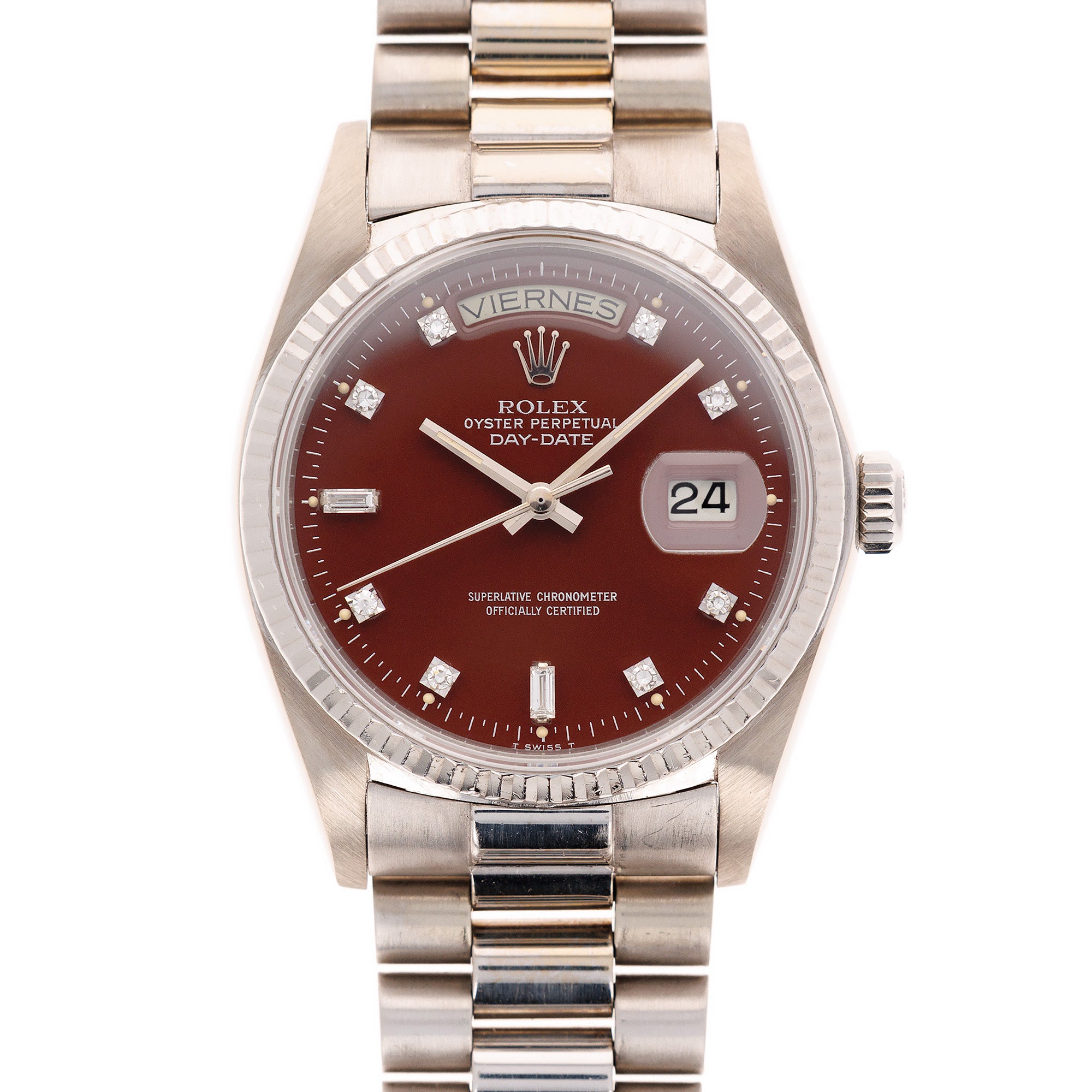 Rolex - Rolex White Gold Day-Date Oxblood Stella Watch Ref. 18039 - The Keystone Watches