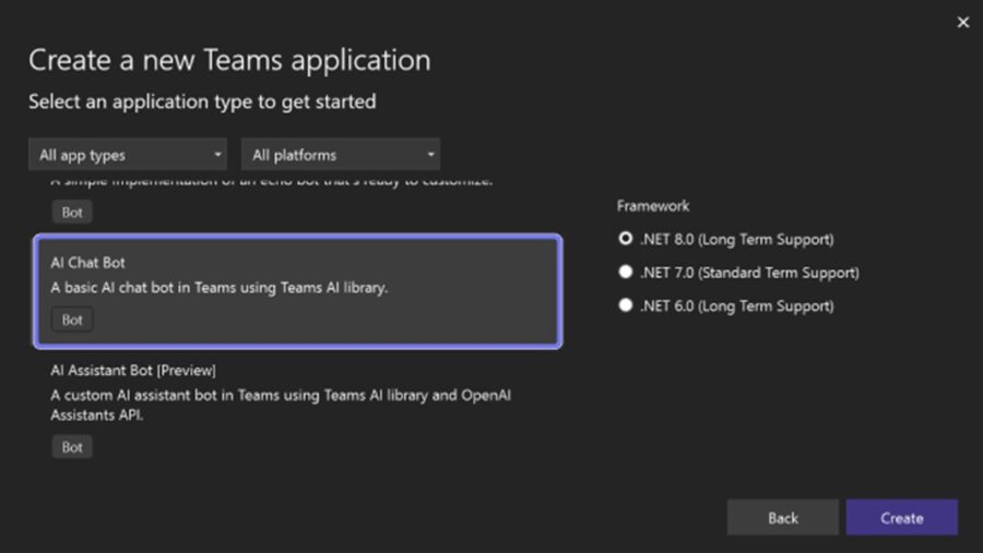 Teams Toolkit for Visual Studio AI bot template