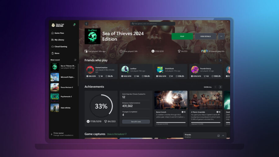 Game Hubs Xbox app on PC