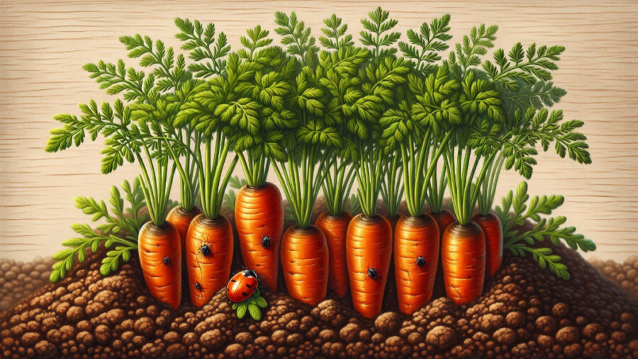 Carrots growing in the ground