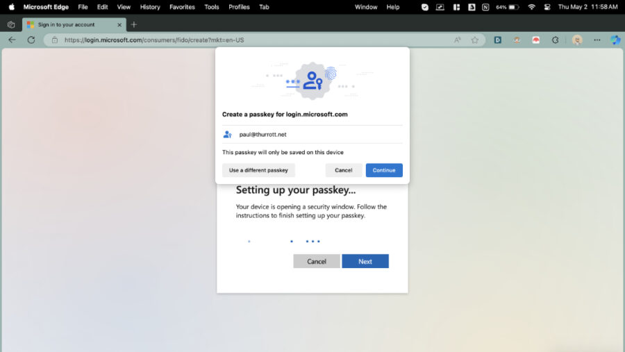 Create a passkey for your Microsoft account