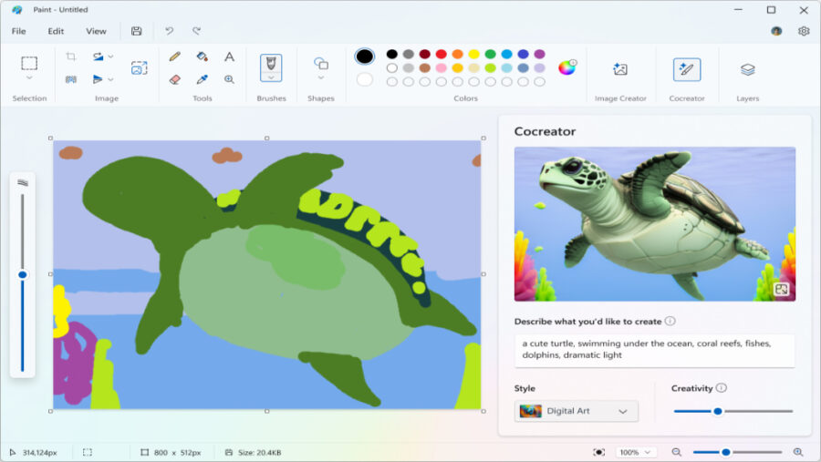 Cocreator in Microsoft Paint