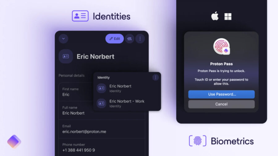 Proton Pass identity management and biometrics on desktop