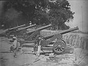 French Navy troops taking possession of Japanese cannons at Shimonoseki