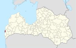 Location o Liepāja within Latvie