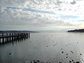 From the fluvial promenade in Starnberg. Zugspitze mountain at the bottom / Foto tomada desde el paseo fluvial de Starnberg. Una de las montañas del fondo es Zugspitze.