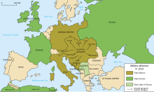 Map[permanent dead link] of Europe focusing on Austria-Hungary and marking central location of ethnic groups in it including Slovaks, Czechs, Slovenes, Croats, Serbs, Romanians, Ukrainians, Poles.