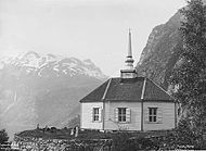 Geiranger kirke omkring 1905. Foto: Anders Beer Wilse