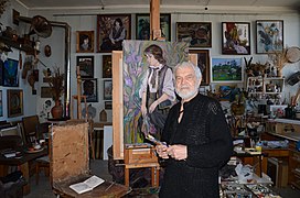 Георгій Паплаўскі ў сваёй майстэрні, 2014.