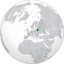 Lokasi  Belarus  (dark green) – di Europe  (green & dark grey) – di the European Union  (green)  —  [Legend]