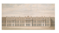 Entwurf Dollmanns zu Schloss Herrenchiemsee, Fassade mit Ansatz Flügelbauten, 1875