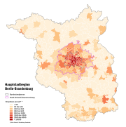 Befolkningstæthed i Berlin-Brandenburg, 2015. Klik på kort