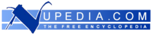 Logo reading "Nupedia.com the free encyclopedia" in blue with large initial "N"