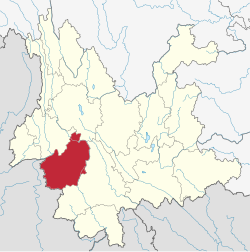 Location of Lincang City jurisdiction in Yunnan