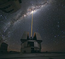 Beeld van die jaar 2010: 'n Laser word gestuur tot die sentrum van die Melkweg vanuit die koepel Yepun van die Paranal-observatorium op die gelyknamige berg in Chili.