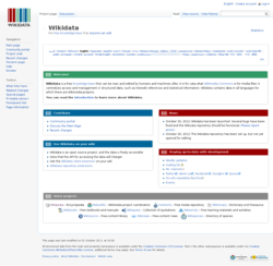 Screenshot of Wikidata's Main page