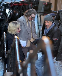 NEW YORK, NY - APRIL 02: Lady Gaga, Joaquin Phoenix and Todd Phillips are seen on the set of "Joker: Folie a Deux" on April 02, 2023 in New York City. (Photo by Jose Perez/Bauer-Griffin/GC Images)