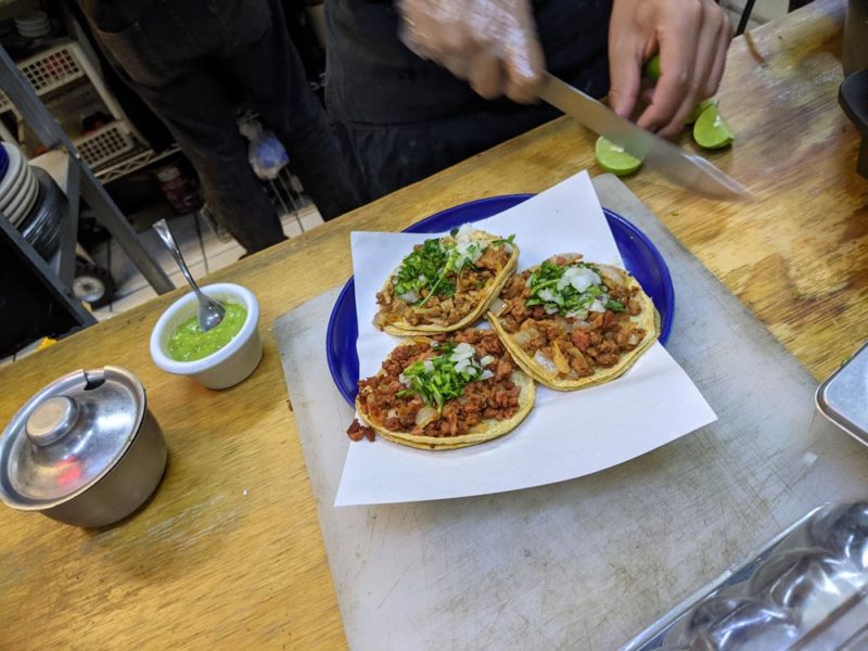 Cooking up a plate of vegan tacos.